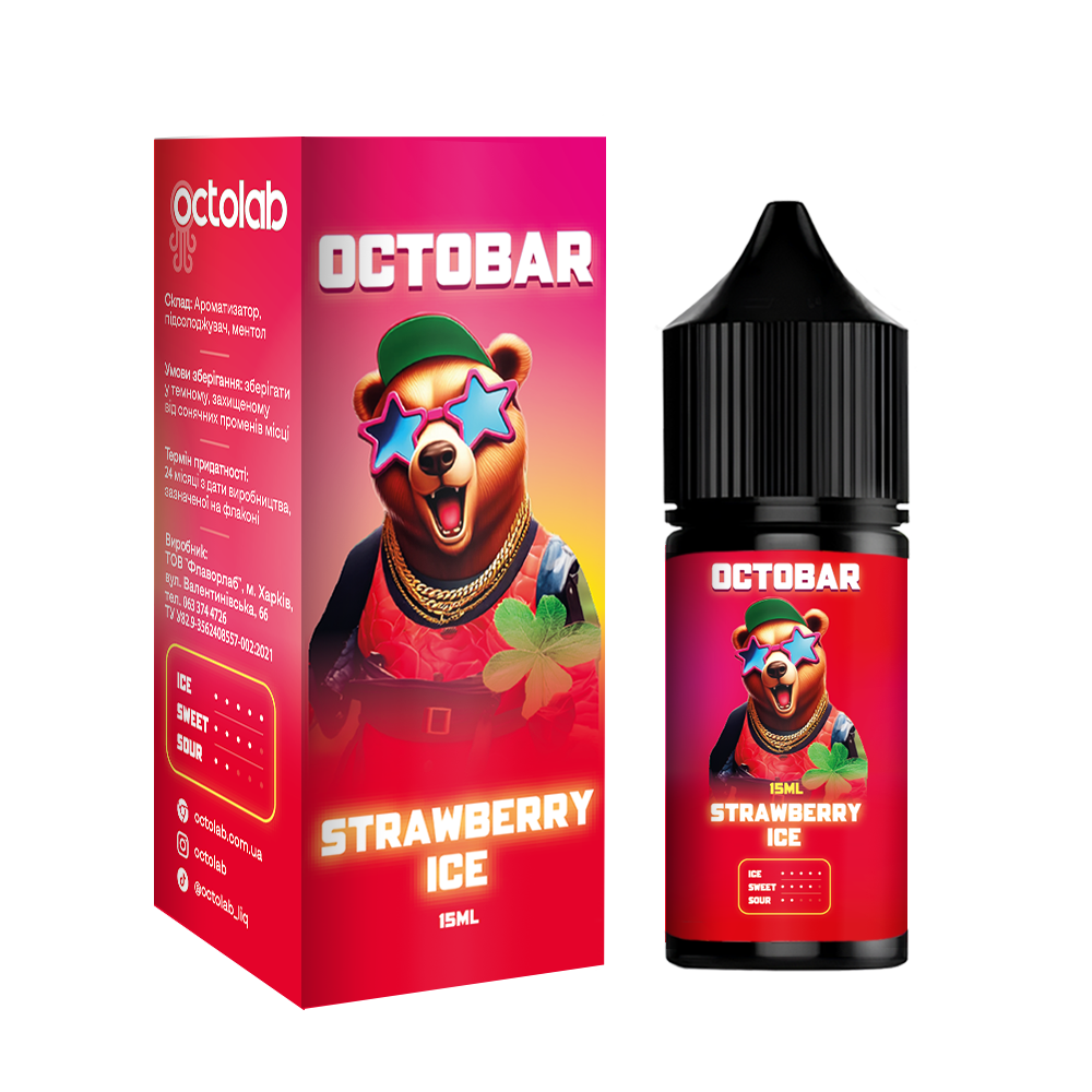 Сольовий набір Octobar NFT 30ml зі смаком Полуничного льоду