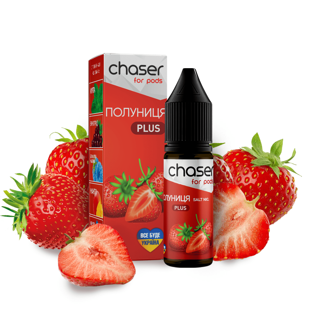 Рідина Chaser Mix PLUS Salt 15ml зі смаком Полуниці