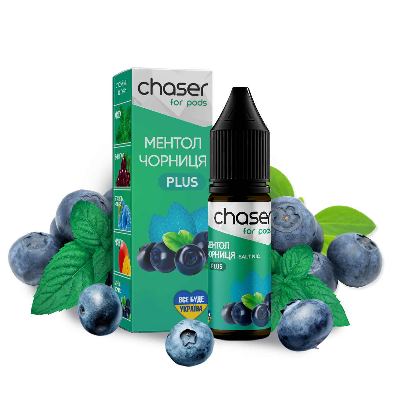 Рідина Chaser Mix PLUS Salt 15ml зі смаком Чорниці та ментолу