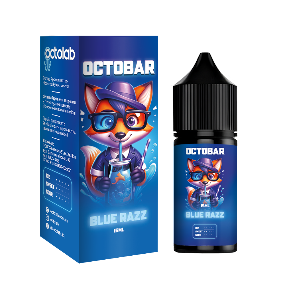 Сольовий набір Octobar NFT 30ml зі смаком Вечірнього бризу у вигляді льодяника із синьої малини та содової