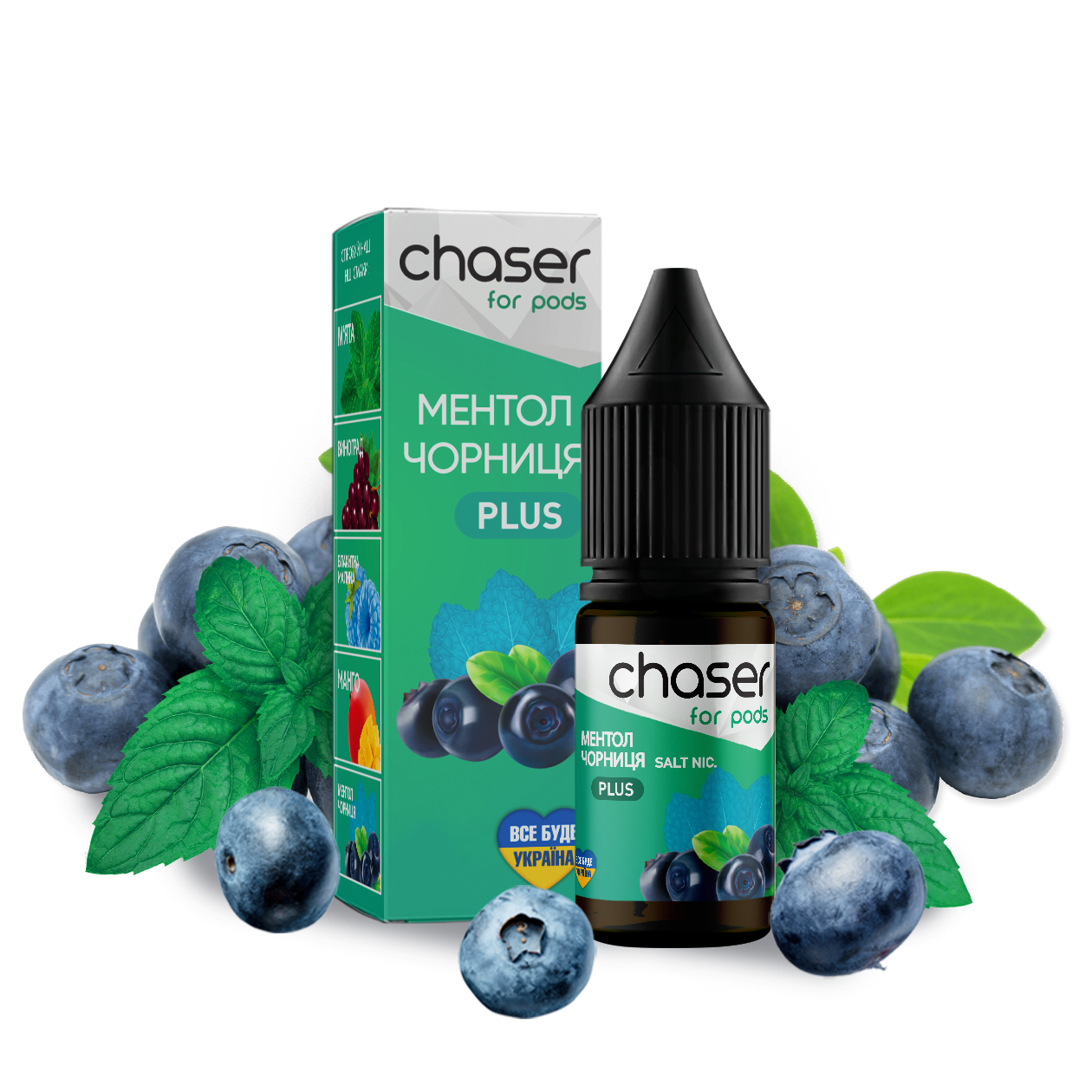 Рідина Chaser Mix PLUS Salt 10ml зі смаком Чорниці та ментолу