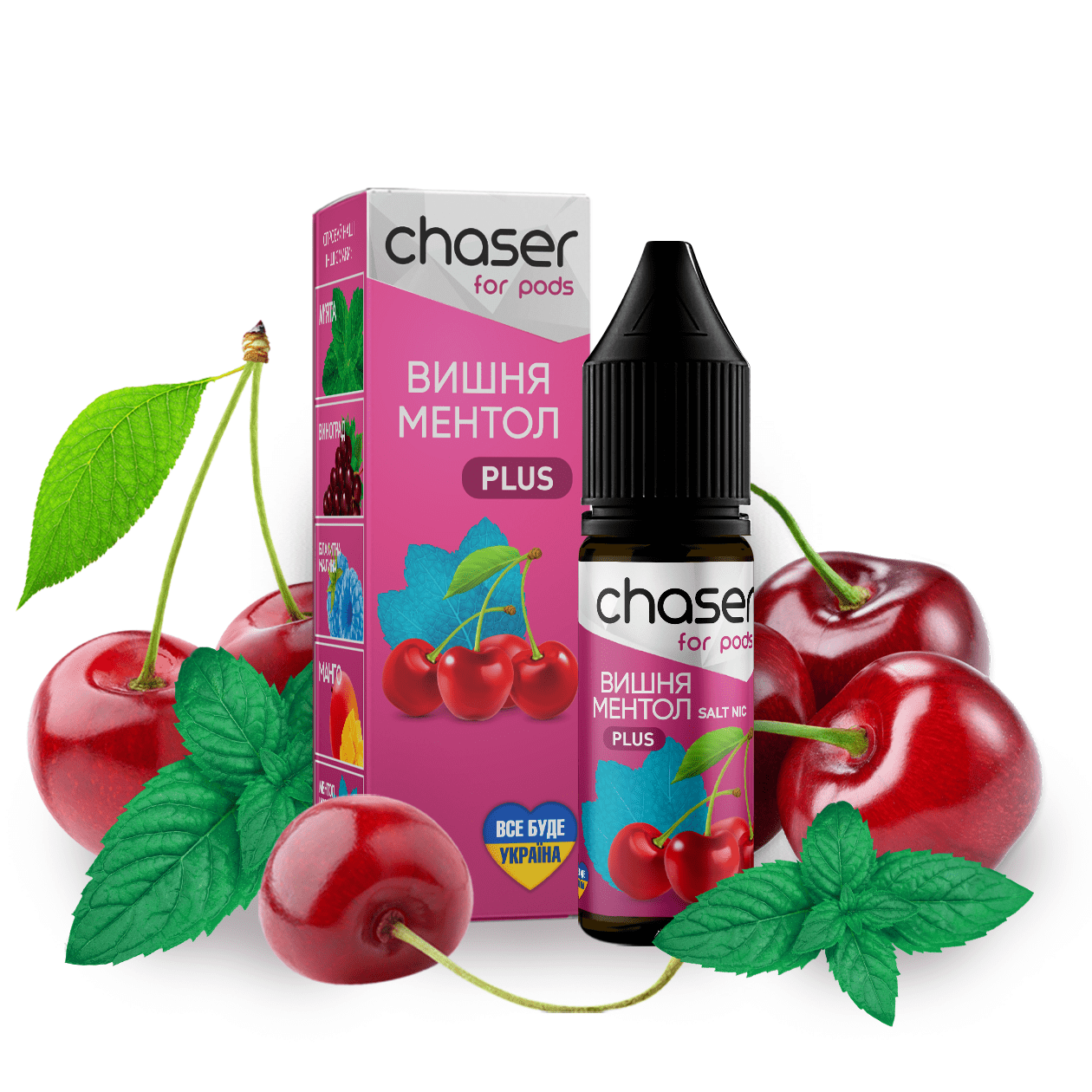 Рідина Chaser Mix PLUS Salt 15ml зі смаком Вишні та ментолу