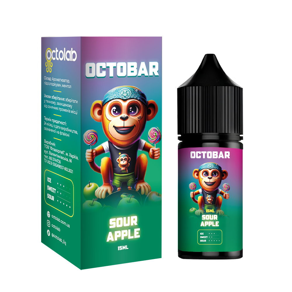 Сольовий набір Octobar NFT 30ml зі смаком Кисле яблоко
